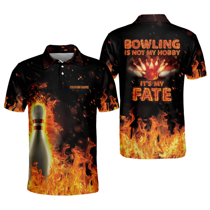 Personalized Flame Bowling Shirts For Men Custom Bowling Team Shirts For Men USA Bowling Short Sleeve Polo Shirts BOWLING-035 - 1