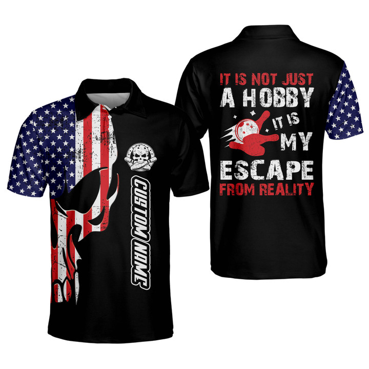 Custom Funny Bowling Shirts for Men It is Not Just A Hobby It is My Escape from Reality Polo Shirts Short Sleeve Bowling Team Shirts BOWLING-063 - 1
