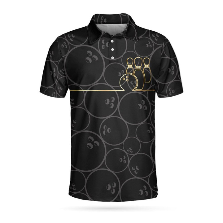 Bowling Pattern And Golden Short Sleeve Polo Shirt For Men And Women Polo Shirts For Men And Women - 2