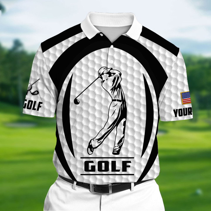Golf Polo Shirt The Unique Cool Golf 3D Polo Shirts Multicolor Personalized Golf Shirt Patriotic Golf Shirt For Men