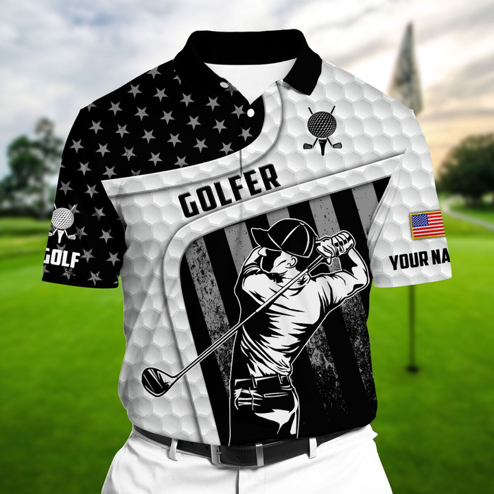 Golf Polo Shirt Super Cool US Golf Player Golf Polo Shirts Multicolor Personalized Golf Shirt Patriotic Golf Shirt For Men