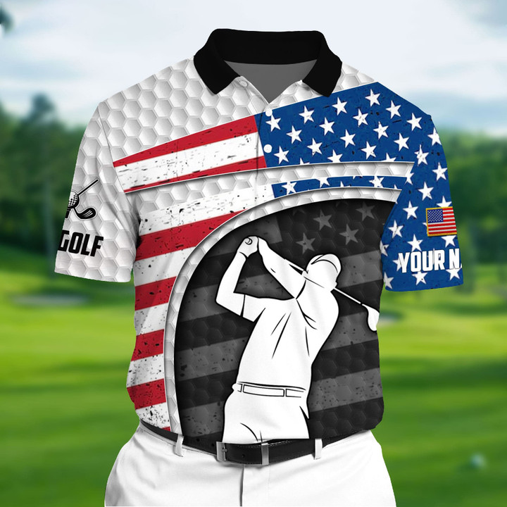 Golf Polo Shirt Premium Multicolor Old Man Golfer 3D Polo Shirts AOP Personalized Golf Shirt Patriotic Golf Shirt For Men
