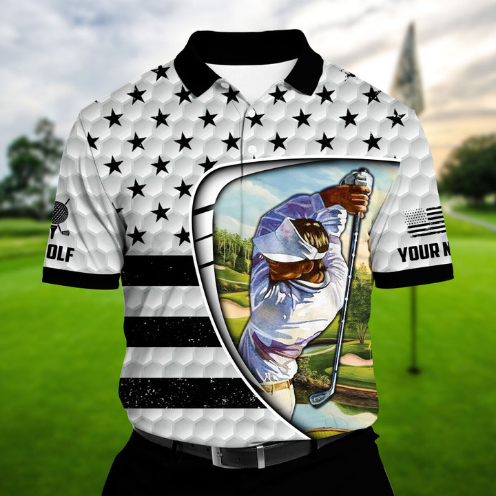 Golf Polo Shirt Premium Art Cool Golf Man Golf Polo Shirts Multicolor Personalized Golf Shirt Patriotic Golf Shirt For Men