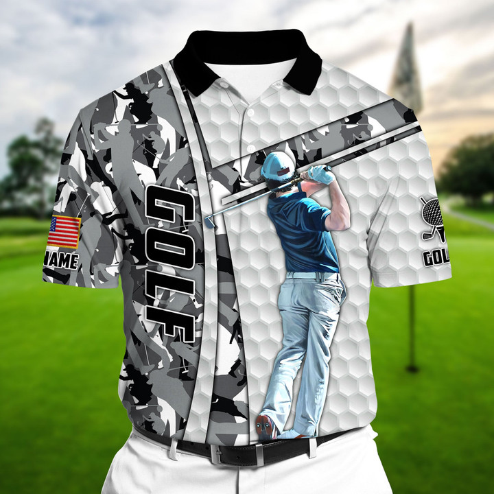 Golf Polo Shirt Super Cool Camo Golf Player Golf Polo Shirts Multicolor Personalized Golf Shirt Patriotic Golf Shirt For Men