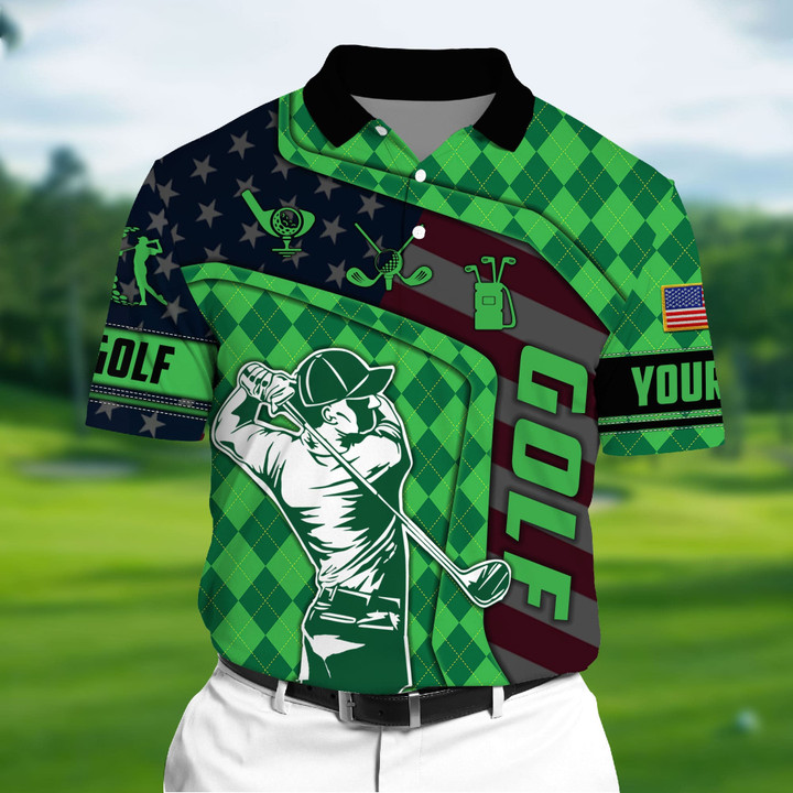 Golf Polo Shirt Premium Cool Argyle Golf Man Polo Shirts Multicolor Personalized Golf Shirt Patriotic Golf Shirt For Men