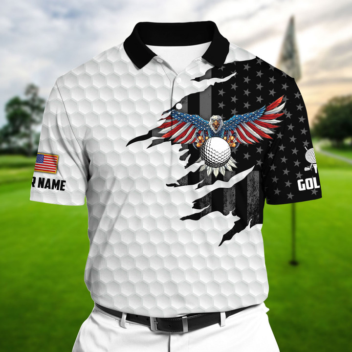 Golf Polo Shirt Premium Cool Eagle Golf Lover Golf Polo Shirts Multicolor Personalized Golf Shirt Patriotic Golf Shirt For Men