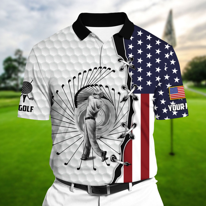 Golf Polo Shirt The Best US Golf Player Golf Polo Shirts Multicolor Personalized Golf Shirt Patriotic Golf Shirt For Men