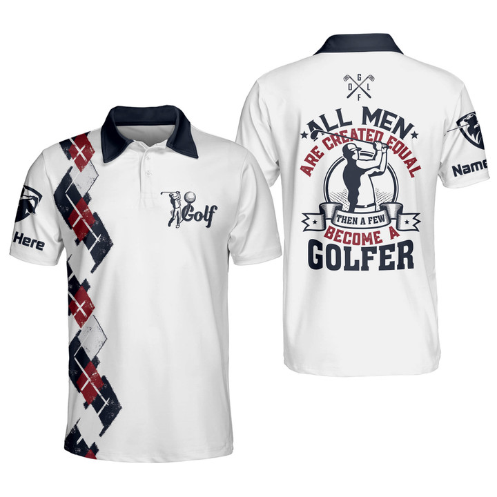 Personalized Funny Golf Shirts for Men All Men Are Created Equal Mens Golf Shirts Short Sleeve GOLF-182 - 1
