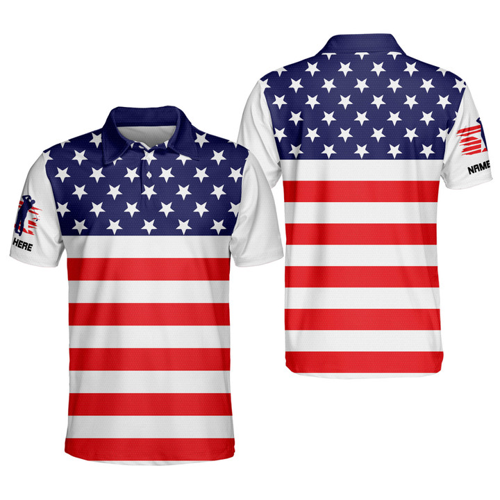 Personalized Patriotic Golf Polo Shirts For Men American Flag Golf Polo Team US Golf Shirt Mens Golf Shirts Polos GOLF-214 - 1