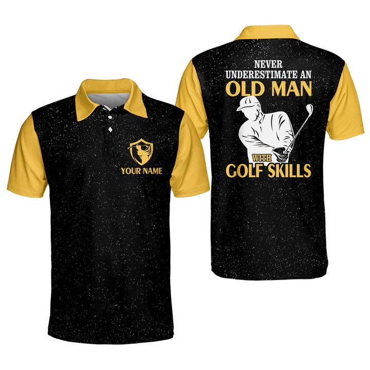 Personalized Funny Golf Shirts for Men Never Underestimate An Old Man With Golf Skills Mens Golf Shirts Dry Fit Short Sleeve GOLF-051 - 1