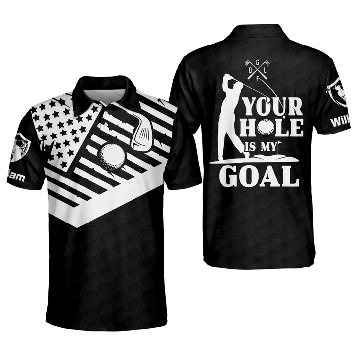 Personalized Funny Golf Shirts for Men Your Hole Is My Goal American Polo Shirt Short Sleeve Dry Fit Mens Golf Polo Shirts GOLF-019 - 1