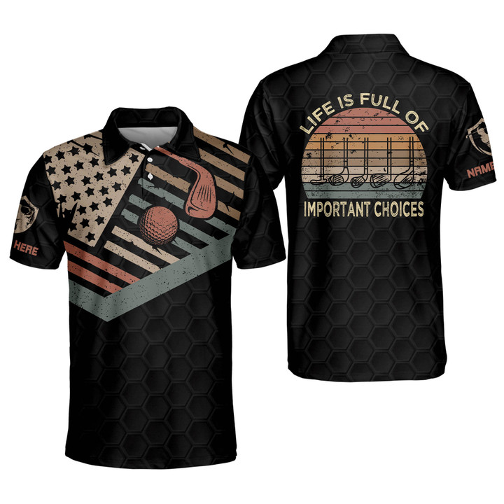 Personalized Funny Golf Shirts for Men Mens Golf Shirts Short Sleeve Patriotic Golf Shirts for Men Retro Golf Shirt GOLF-267 - 1