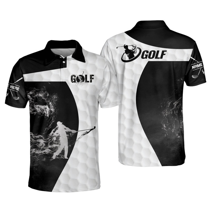 Personalized Funny Golf Shirts for Men Golfer With Smoke Mens Golf Shirts Short Sleeve Polo GOLF-038 - 1