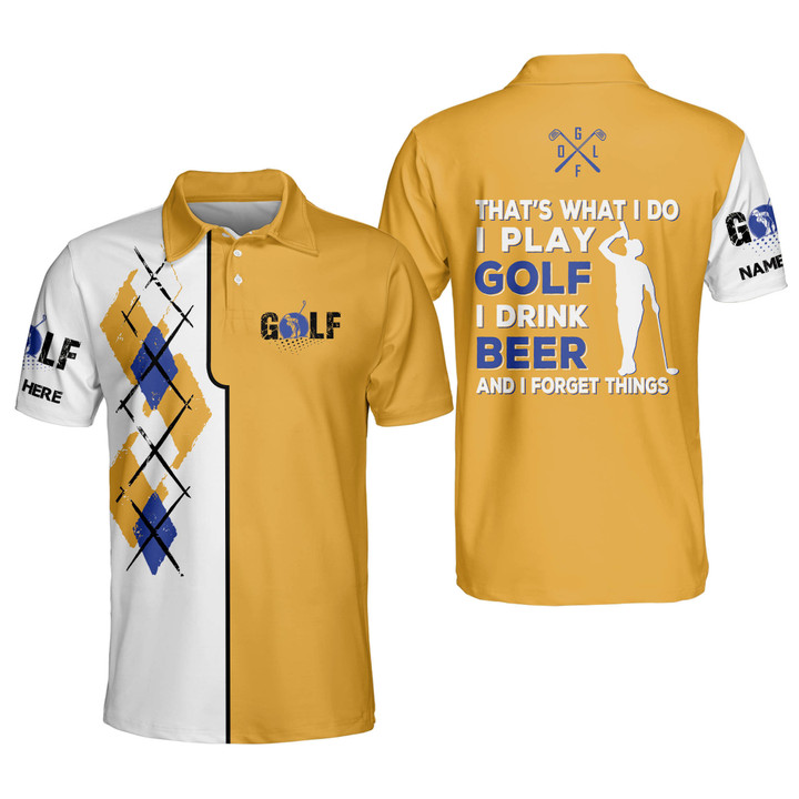 Personalized Funny Golf Shirt for Men I Play Golf I Drink Beer Mens Short Sleeve Beer Golf Polo Sports Polo for Men GOLF-146 - 1