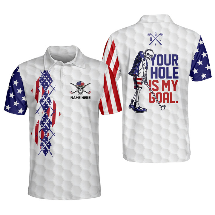 Personalized Funny Golf Shirts for Men Your Hole Is My Goal Mens Skull Golf Shirts Short Sleeve Polo Dry Fit GOLF-144 - 1