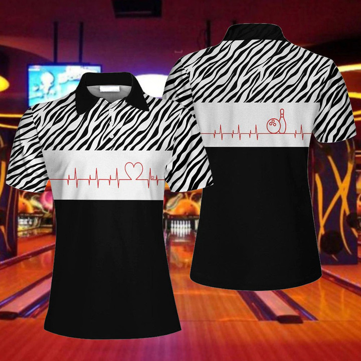 Bowling Heartbeat Zebra Pattern 3D Polo Shirt - 2
