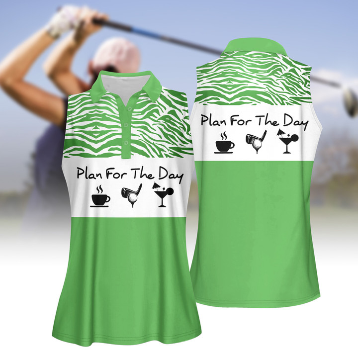 Plan For The Day Coffee Golf Cocktail Women Short Sleeve Polo Shirt Sleeveless Polo Shirt