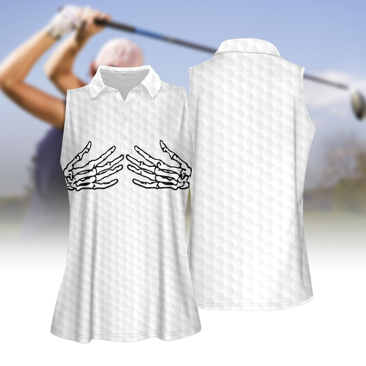Funny Skeleton Hand Women Short Sleeve Polo Shirt Sleeveless Polo Shirt