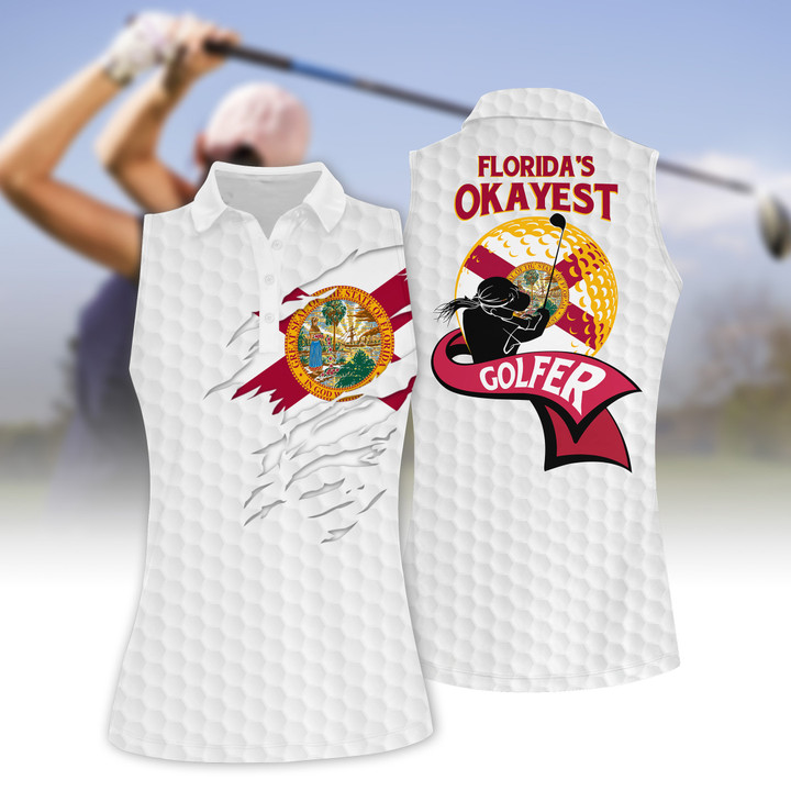Florida Okayest Golfer Women Short Sleeve Polo Shirt Sleeveless Polo Shirt