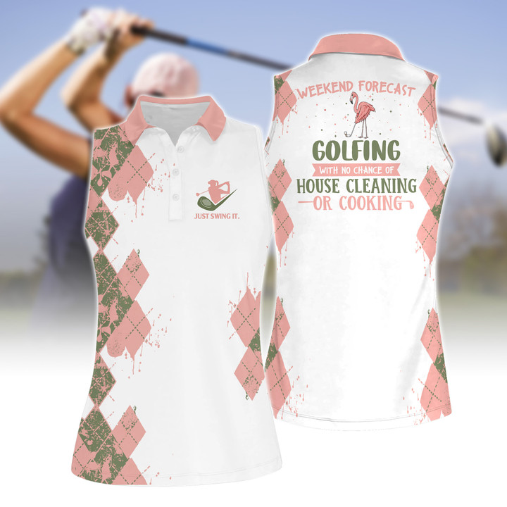 Weekend Forecast Flamingo Women Short Sleeve Polo Shirt Sleeveless Polo Shirt