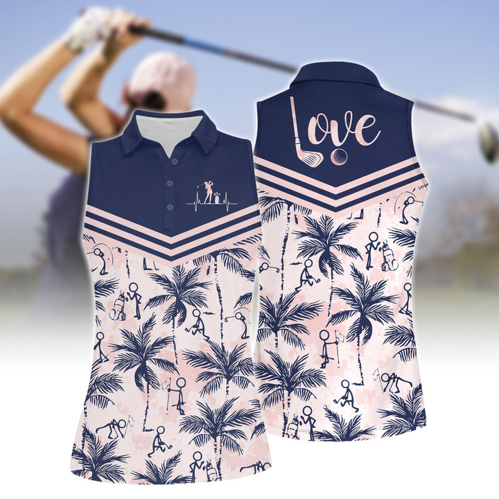 Heart Beat Love Golf Short Sleeve Polo Shirt Sleeveless Polo Shirt