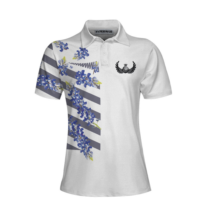 Bluebonnet Golf Short Sleeve Women Polo Shirt Floral Texas Golf Shirt For Ladies - 1