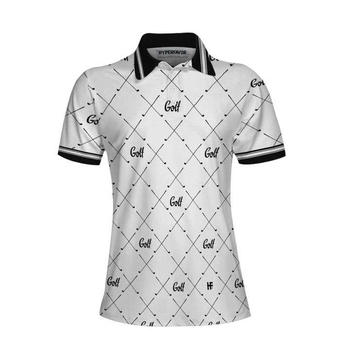 Golf In Black And White With Simple Golf Clubs Pattern Short Sleeve Women Polo Shirt Basic Golf Shirt For Ladies - 1