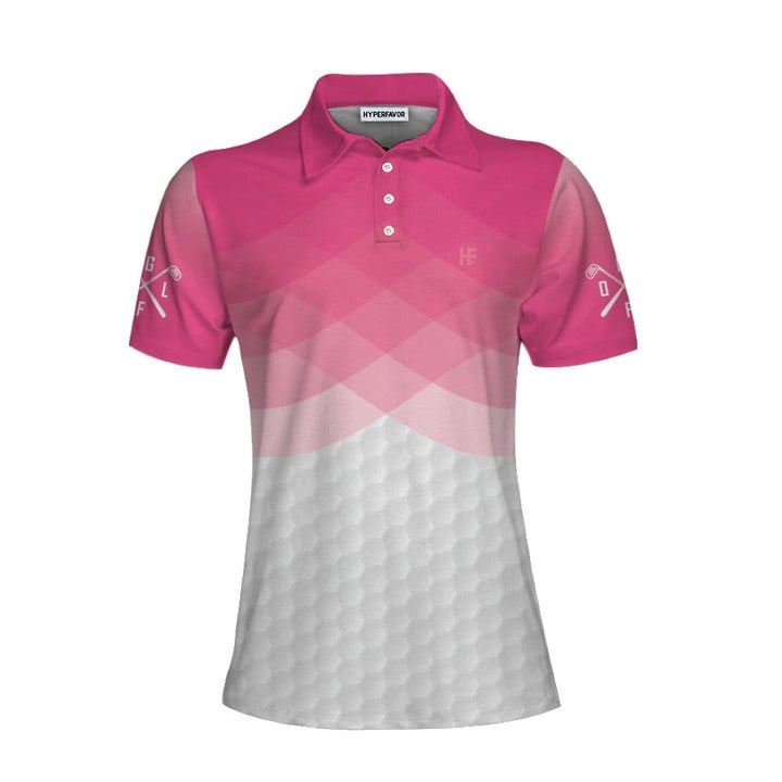 Just A Pink Girl Who Loves Playing Golf Short Sleeve Women Polo Shirt Pink Argyle Pattern Golf Shirt - 1