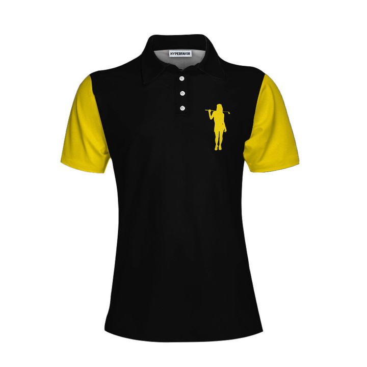 Definition Of Golf Girl Golf Short Sleeve Women Polo Shirt Black And Yellow Golf Shirt For Ladies - 1