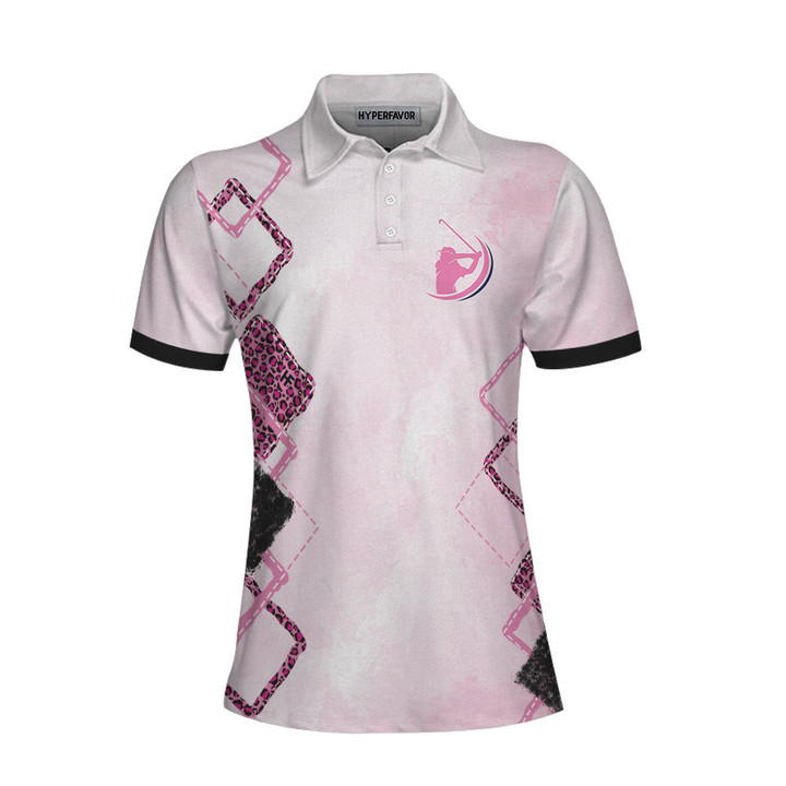 People Think Im Nice Until They Sit Next To Me At A Golf Course Short Sleeve Women Polo Shirt Pink Leopard Shirt - 1