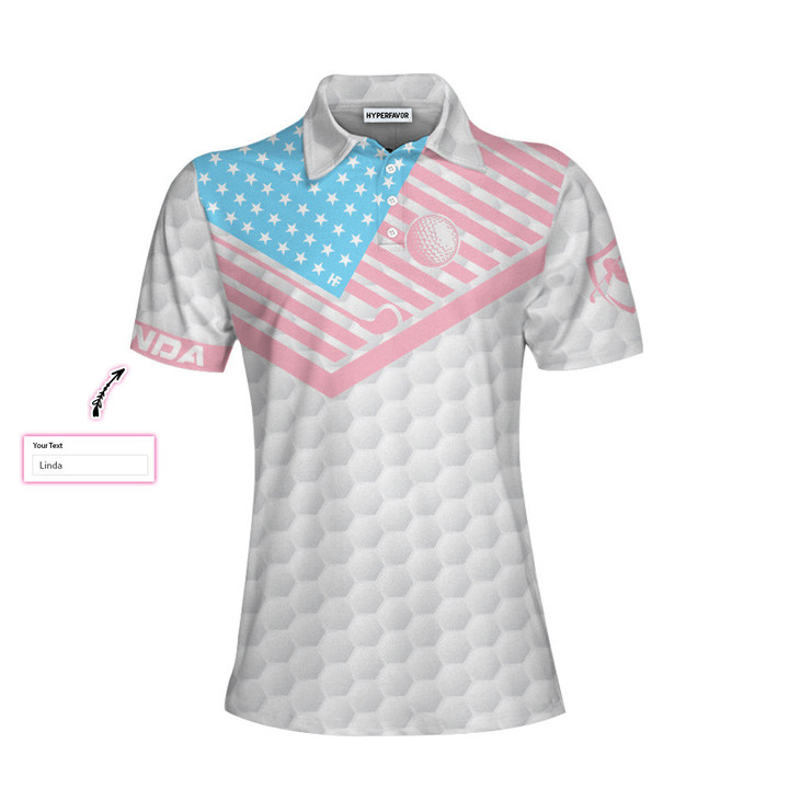 Yell Fore Shoot Six And Write Down Five Golf Custom Short Sleeve Women Polo Shirt American Flag Golf Shirt For Ladies - 1