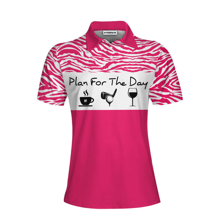 Plan For The Day Pink Golf Short Sleeve Women Polo Shirt - 1