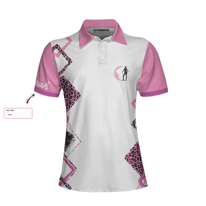 Golf Act Like A Lady Custom Women Short Sleeve Polo Shirt Personalized Leopard Pattern Shirt With Sayings - 1