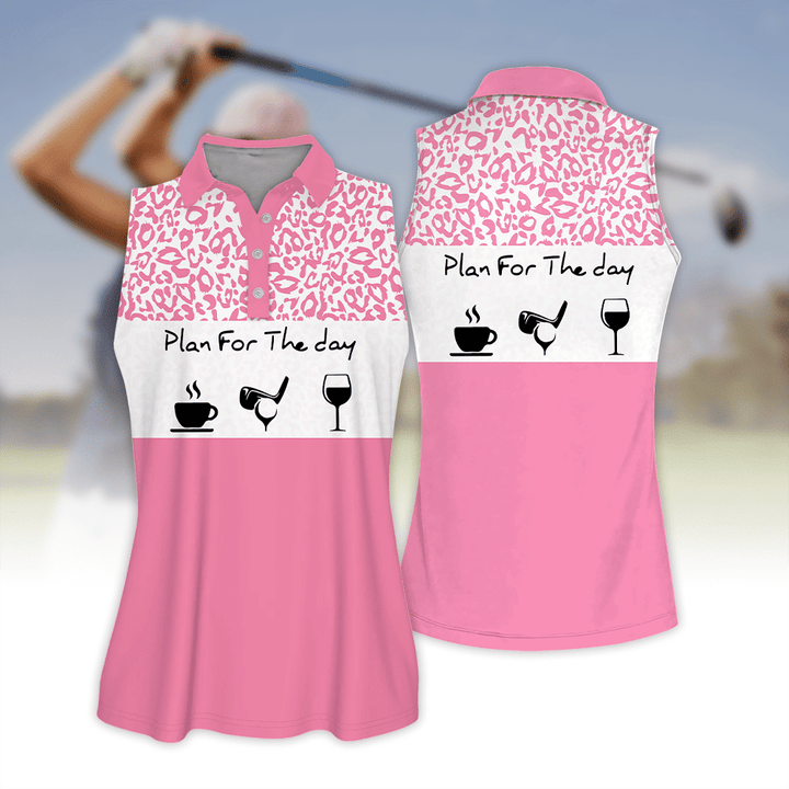 Sleeve Women Polo Shirt For Ladies Plan For The Day Leopard Muticolor Golf Polo Shirt And Wine Shirt