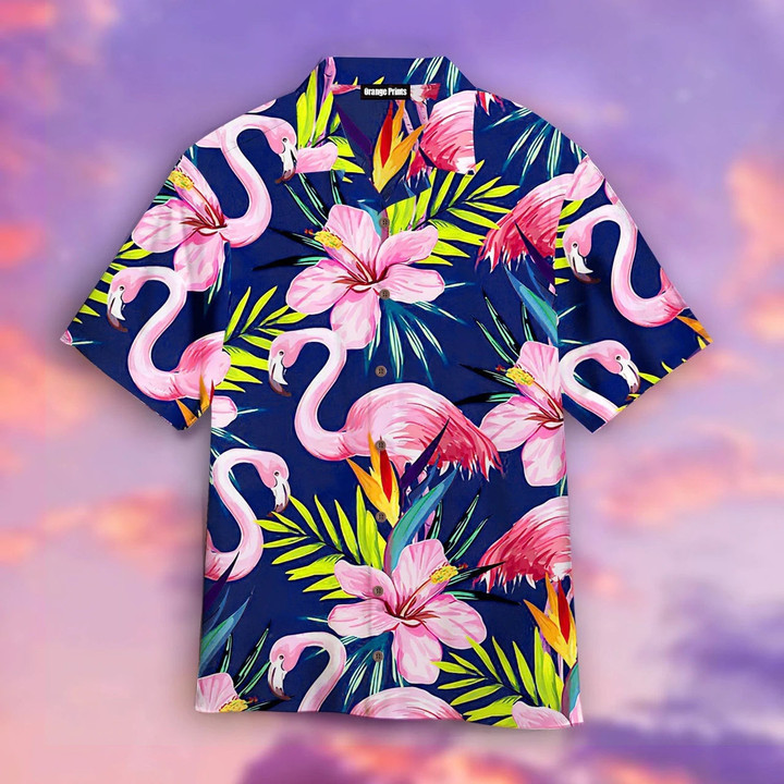 Familleus - Flamingo Hibiscus Hawaiian Shirt - FLamingo-2604-NTL001 - 1
