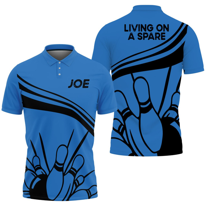 Bowling Shirts for Men Blue 3D Polo Shirt Customer Request