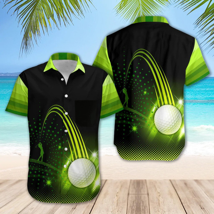Golf Black and Green Shirt Regular Fit Short Sleeve Slim Fit Casual Full Print Shirt - 1