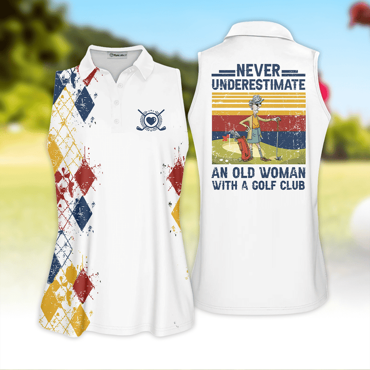 Never Underestimate An Old Woman With A Gold Club Golf Polo Shirt For Woman Love Golf