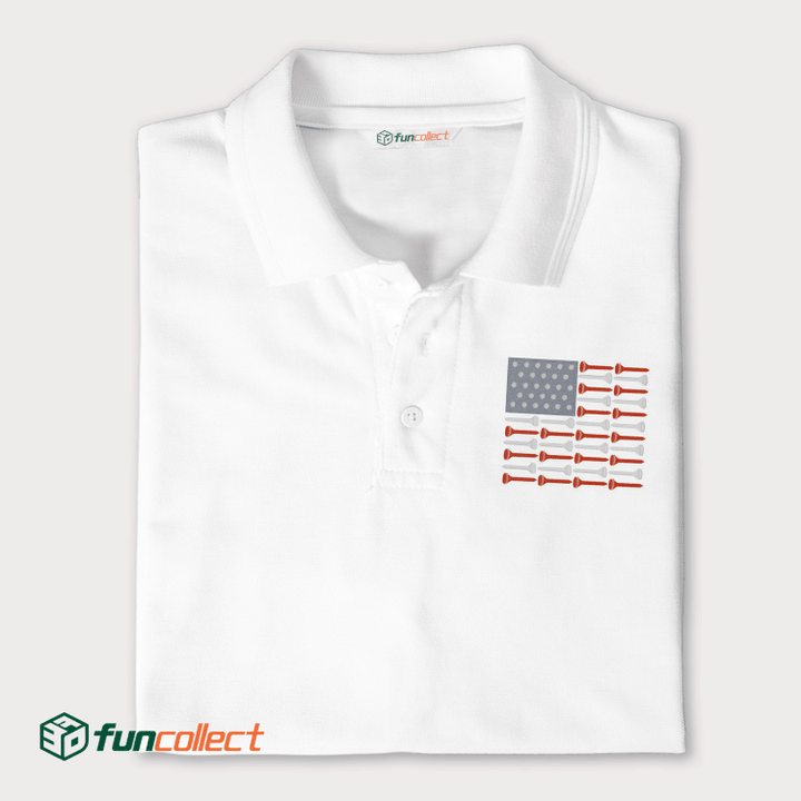 Golf Tee Flag Embroidery Polo Shirts For Women or Men