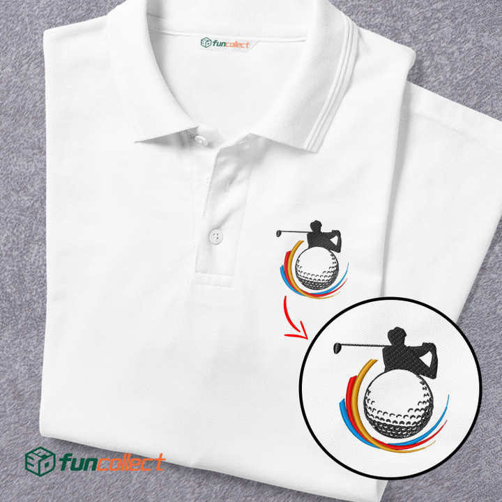 Golf Swing Logo Embroidery Polo Shirts For Women or Men