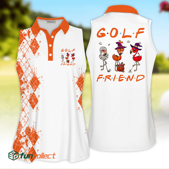 Funny Halloween golf shirt golf friends Orange Gift Sleeveless Polo Shirt Short Sleeve Long Sleeve Polo Shirt