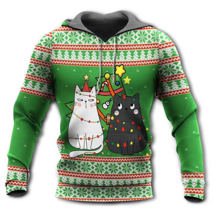 Cat Wreck The Tree Meowy Christmas - Gift For Hoodie Zipper Hoodie Shirt