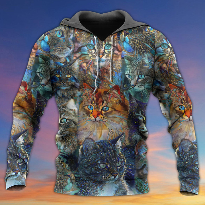 Cat Glass Art Colorful Cat Lover - Gift For Hoodie Zipper Hoodie Shirt