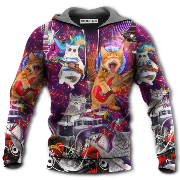 Cat Rocker Love Music - Gift For Hoodie Zipper Hoodie Shirt