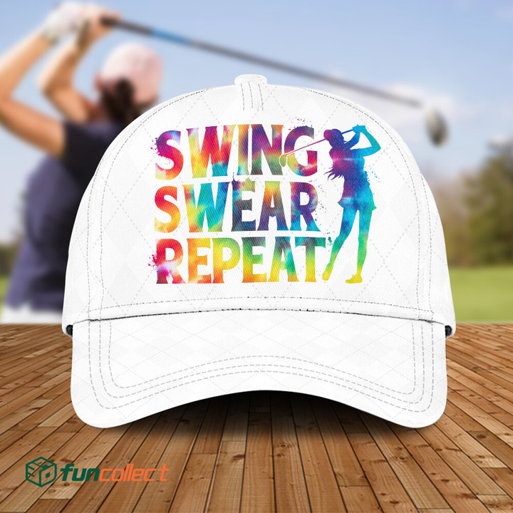 Tie-dye Addicted swing swear repeat Golfer Gift Caps For Women