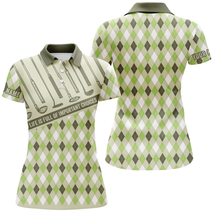 Womens Golf Life Is Full Of Important Choices Men Polo Shirt Argyle Pattern Golf Shirt TTN90 - 1