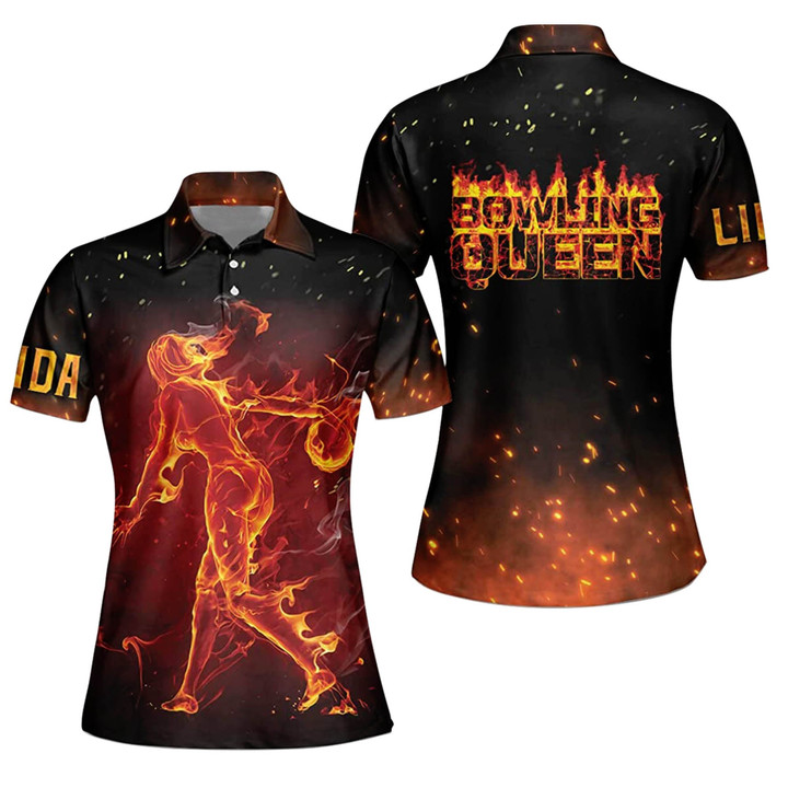Bowling Queen Fiery Girl Short Sleeve Polo Shirt For Women BW-007 - 1