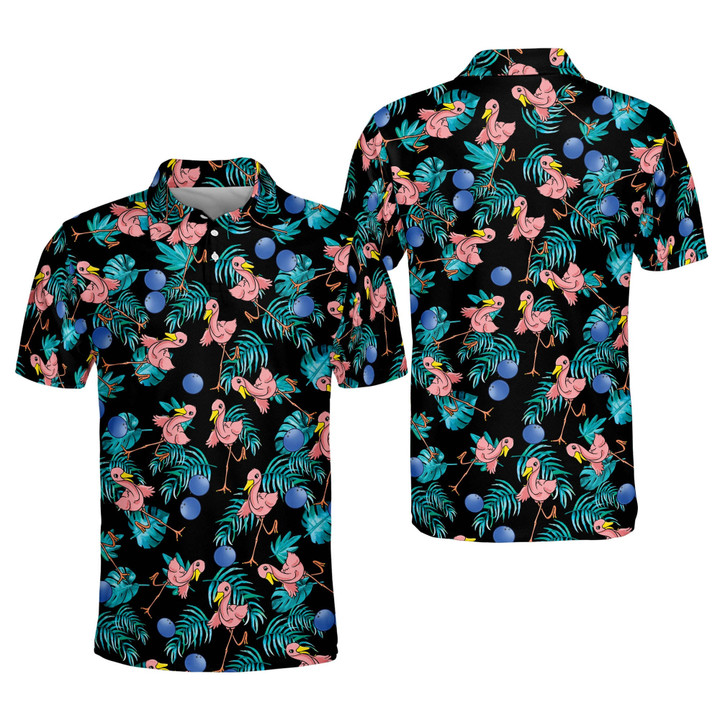Custom Flamingo Bowling Shirt for Men Mens Tropical Bowling Shirts Short Sleeve Funny Bowling Team Shirts for Men BOWLING-122 - 1