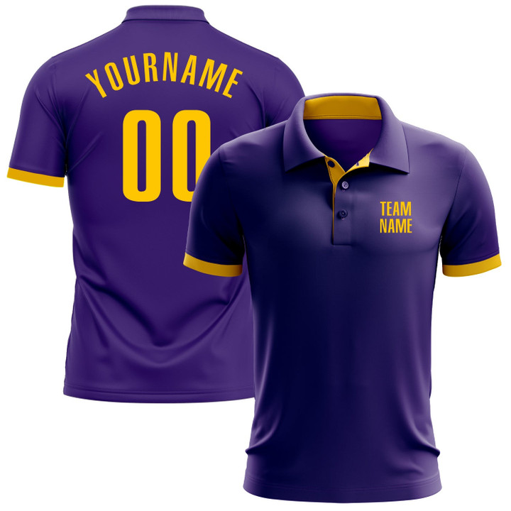 Custom Purple Yellow Performance Golf Polo Shirt