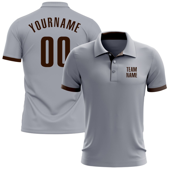 Custom Gray Brown Performance Golf Polo Shirt